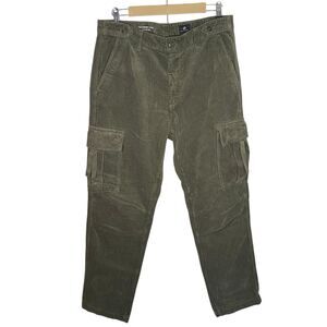 AG Adriano Goldschmied Corduroy Cargo Pants Men 34x31.5 Green Army Wide Wale NEW